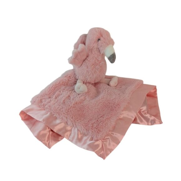 Cloud Island Pink Flamingo Lovey Baby Security Blanket Satin Trim & Back - Picture 1 of 6